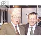 Messeimpressionen von der Automechanika 2004 Teil 4. Zwei Kollegen aus gemeinsamen Zeiten bei RAV. Boris Kaneftscheff (Nussbaum) und Alberto Gasperini (Ravaglioli).  