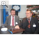 Snap-on Equipment auf der I.H.M. Internationale Handwerksmesse 2005. Haben im vergangenen Jahr die Firma Scheck Betz GmbH gegrndet. Peter Scheck (li.) und Dieter Hein von Betz Werkstatthelfer.  