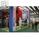 Automechanika 2008 Die Radreiferanlagen von Stertil-KONI sind wireless untereinander verbunden und werden netzunabhngig ber Akkus angetrieben.  