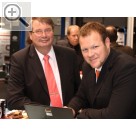 AMITEC 2010 in Leipzig Ralf Semmler, Geschftsfhrer der TachoControl Semmler, zu Besuch bei Reiner Gehlhaar.  