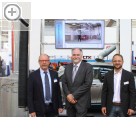 Automechanika Frankfurt 2014 s.tec auf der Automechanika 2014 - Geschftsfhrer Jregn Spieker (mi.) mit seinem Vertriebteam Detrlef Dicks (li.) und Tobias Springer.  
