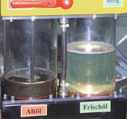Das zu erneuernde Öl kann während dessen in den Frischölbehälter gefüllt werden.