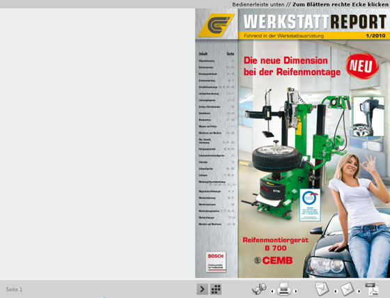 Der neue CENTRO Werkstatt Report 1/2010 als PDF-Bl&auml;tterkatalog 