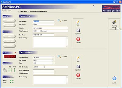 PC-Software Safeline Kundendaten bearbeiten